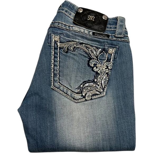 Miss Me Y2K Fleur De Lis Mcbling Ankle Skinny Jeans - Picture 1 of 6